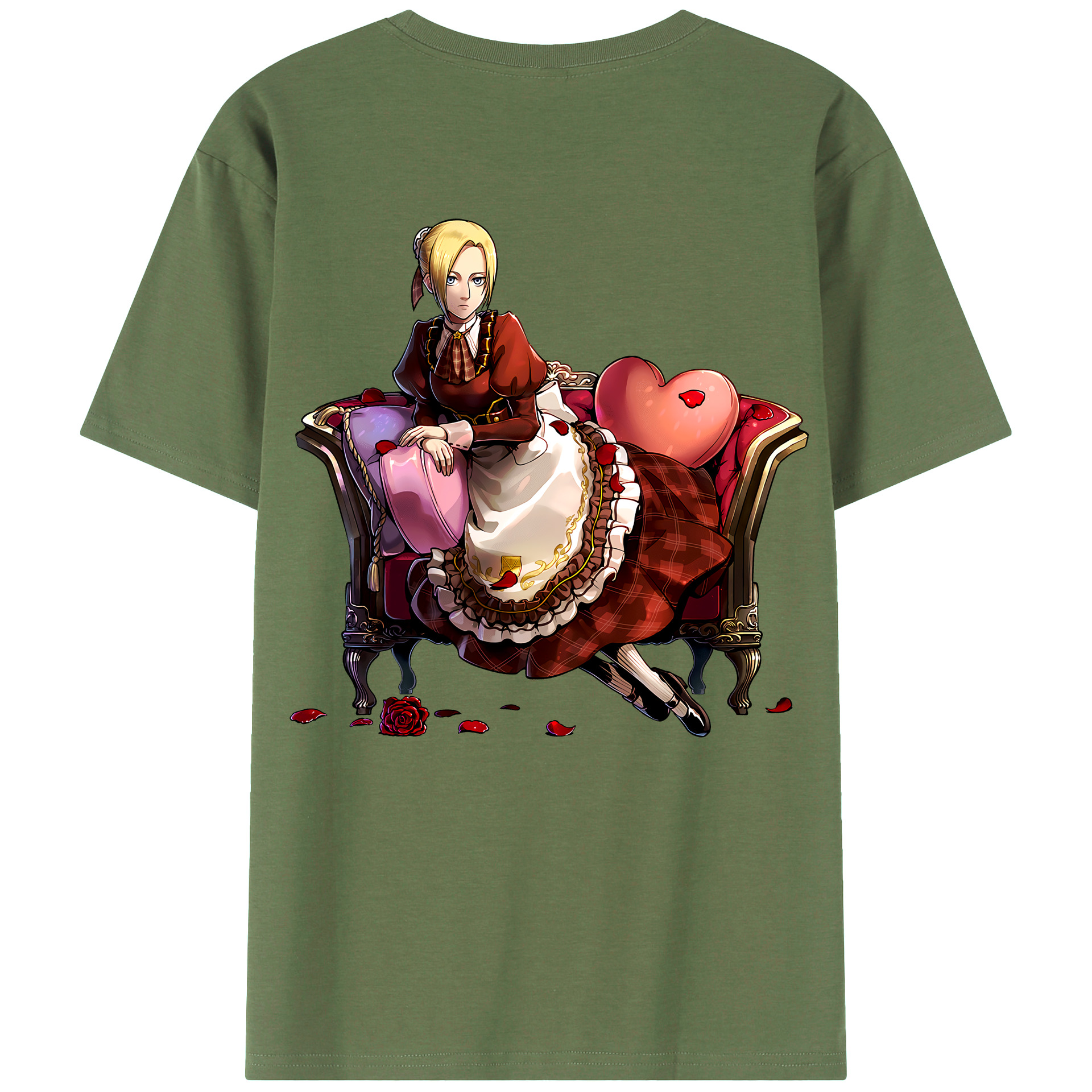 （画像用） 進撃の巨人 アニ・レオンハート Attack on Titan Annie Leonhart 綿100％ メンズ半袖Tシャツ（バックプリント） 通気性